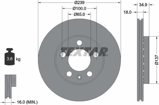 Textar 92106800 - Brake Disc www.autospares.lv