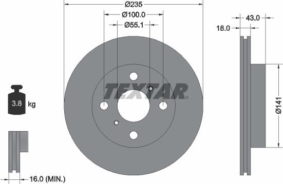 Textar 92103603 - Тормозной диск www.autospares.lv