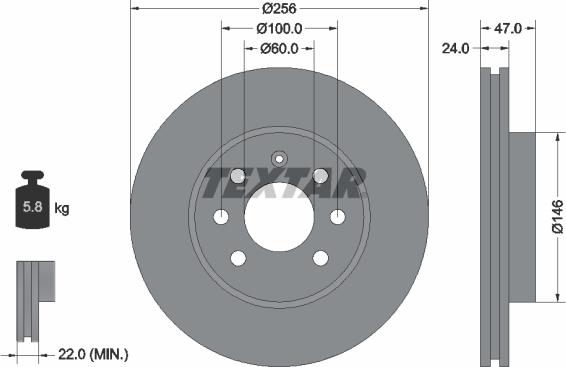 Textar 92102600 - Тормозной диск www.autospares.lv