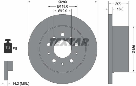 Textar 92116100 - Bremžu diski www.autospares.lv