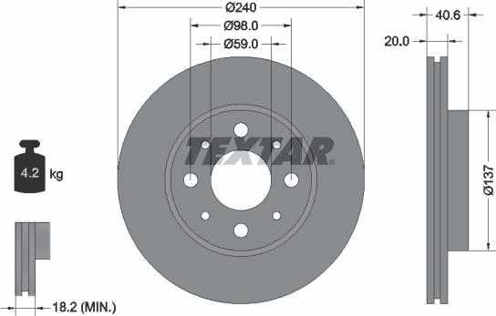 Textar 92118003 - Bremžu diski www.autospares.lv