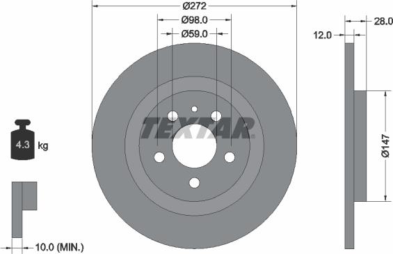 Textar 92118200 - Bremžu diski www.autospares.lv