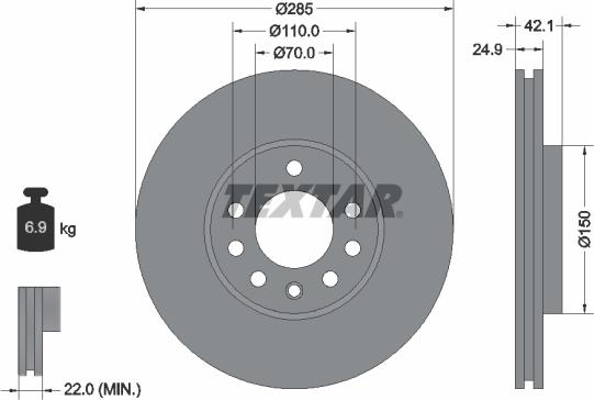 Textar 92118705 - Bremžu diski www.autospares.lv