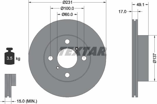 Textar 92113300 - Bremžu diski autospares.lv