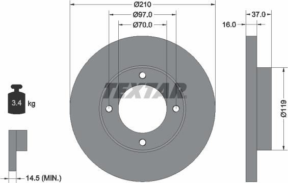 Textar 92112600 - Bremžu diski www.autospares.lv