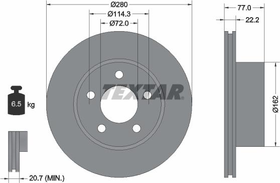 Textar 92184303 - Bremžu diski www.autospares.lv