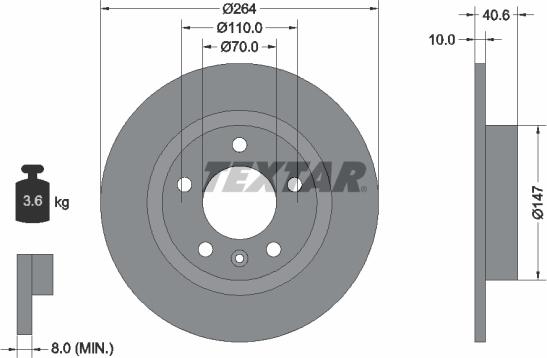 Textar 92186403 - Bremžu diski www.autospares.lv