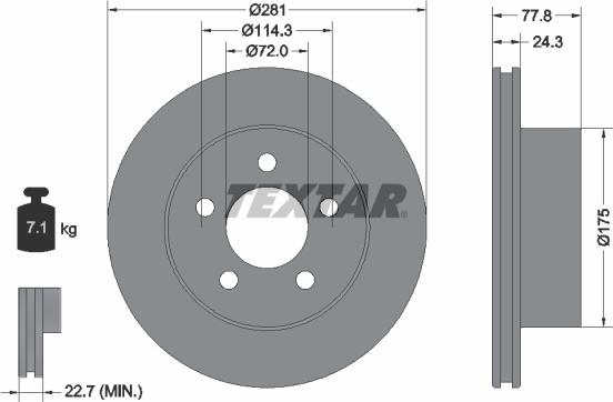 Textar 92186803 - Bremžu diski www.autospares.lv