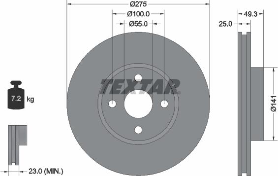 Textar 92180303 - Bremžu diski www.autospares.lv