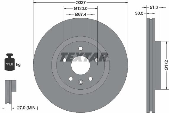 Textar 92187103 - Bremžu diski www.autospares.lv