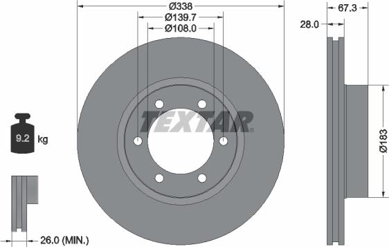 Textar 92137303 - Bremžu diski www.autospares.lv