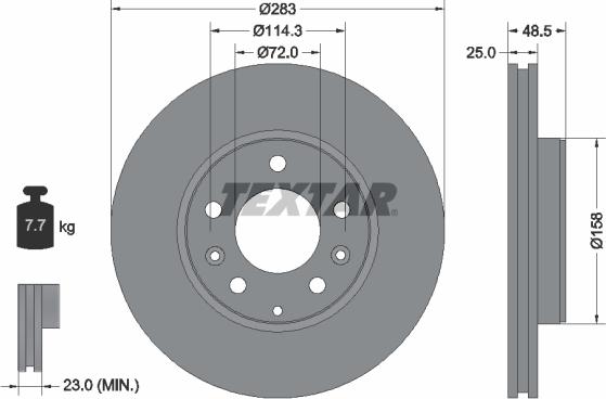 Textar 92125500 - Bremžu diski www.autospares.lv