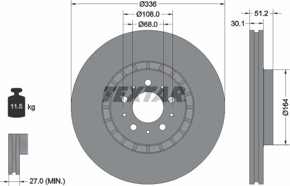 Textar 92126705 - Bremžu diski www.autospares.lv