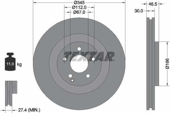 Textar 92123605 - Bremžu diski www.autospares.lv