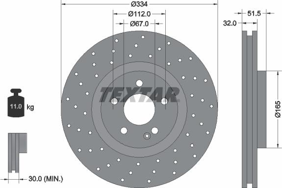 Textar 92123800 - Bremžu diski www.autospares.lv