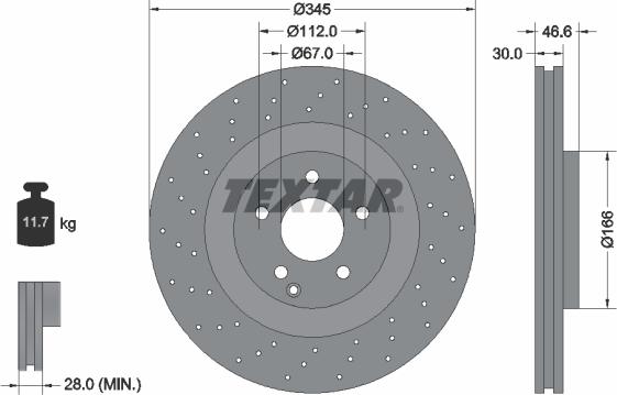 Textar 92123705 - Bremžu diski www.autospares.lv