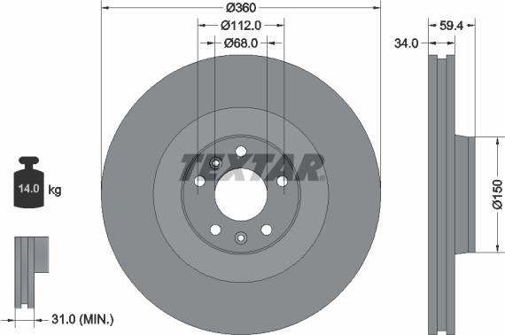 Textar 92122203 - Brake Disc www.autospares.lv