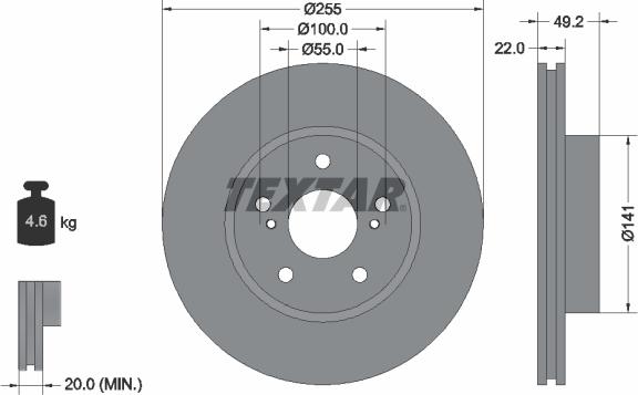 Textar 92179503 - Bremžu diski www.autospares.lv