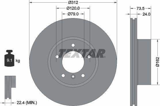 Textar 92176105 - Bremžu diski www.autospares.lv