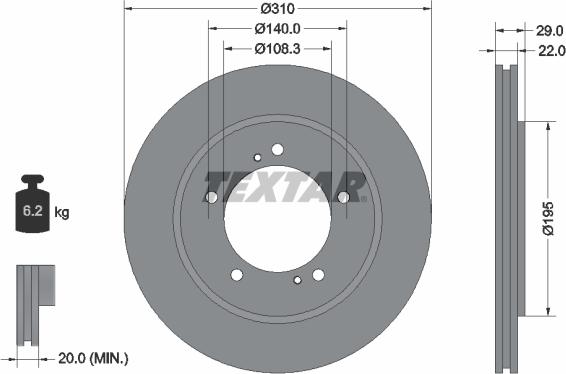 Textar 92170503 - Bremžu diski www.autospares.lv