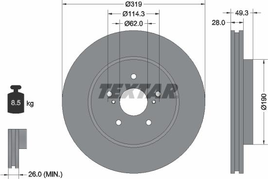 Textar 92171503 - Bremžu diski www.autospares.lv