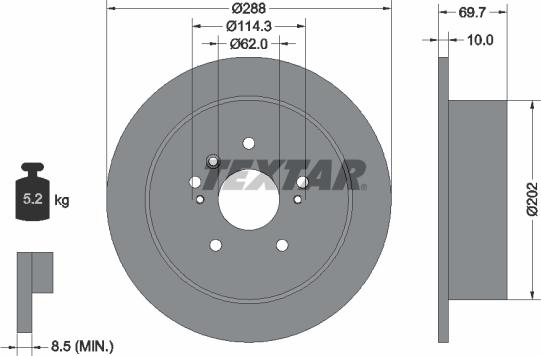 Textar 92171603 - Bremžu diski www.autospares.lv