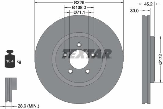 Textar 92173505 - Bremžu diski www.autospares.lv