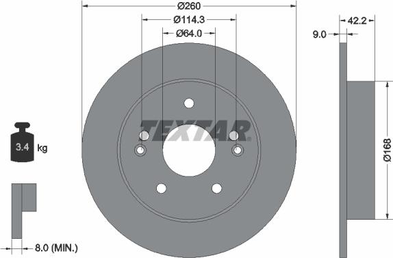 Textar 92172003 - Bremžu diski www.autospares.lv