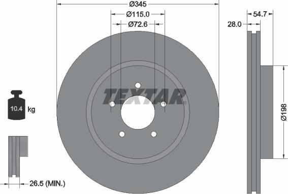 Textar 92177103 - Bremžu diski www.autospares.lv