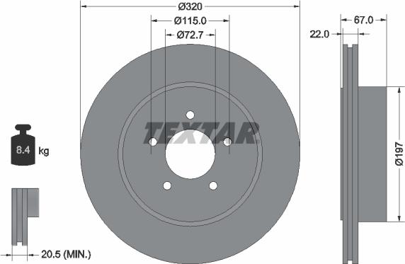 Textar 92177205 - Bremžu diski www.autospares.lv