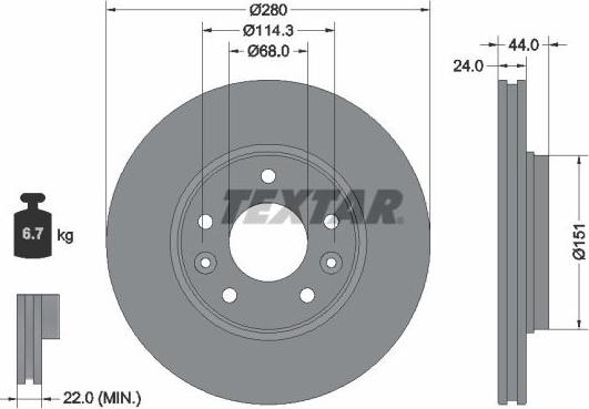 Textar 92346803 - Bremžu diski www.autospares.lv