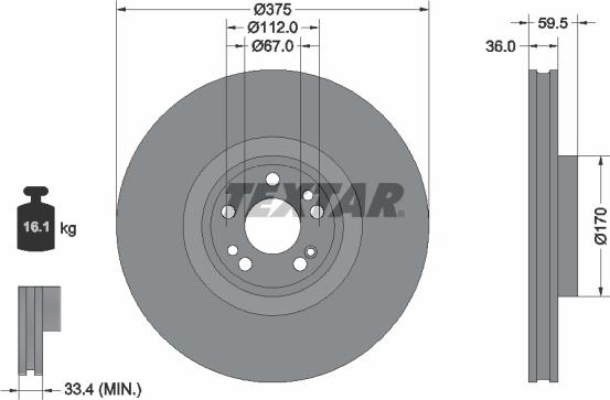 Textar 92346705 - Bremžu diski www.autospares.lv