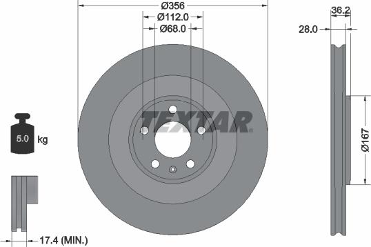 Textar 92341205 - Bremžu diski www.autospares.lv