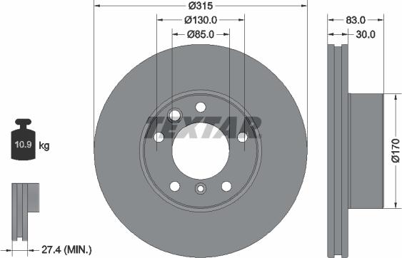 Textar 92304905 - Bremžu diski www.autospares.lv