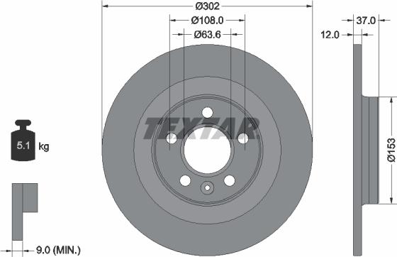 Textar 92304703 - Bremžu diski www.autospares.lv