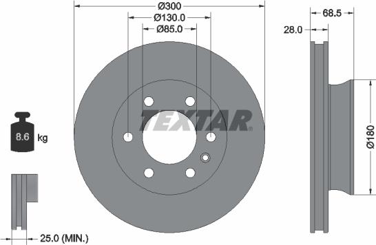 Textar 92301203 - Bremžu diski www.autospares.lv