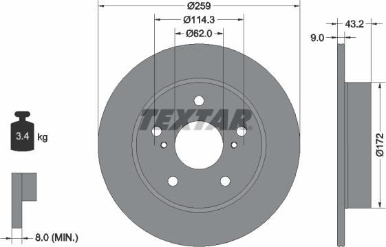 Textar 92308303 - Bremžu diski www.autospares.lv