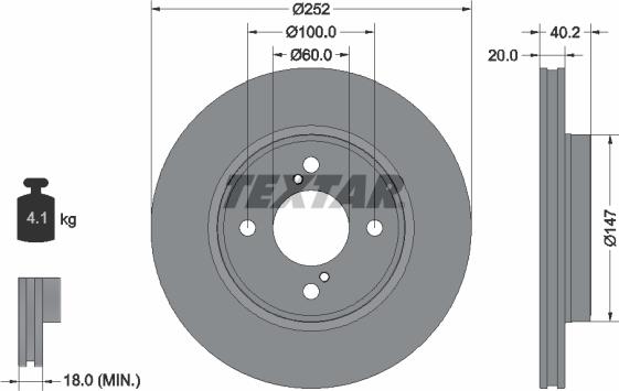 Textar 92303703 - Bremžu diski www.autospares.lv