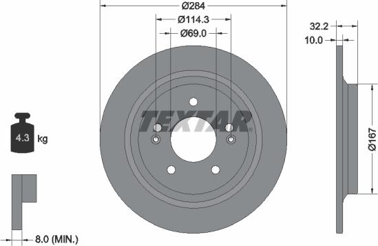 Textar 92316303 - Bremžu diski www.autospares.lv