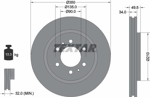 Textar 92318305 - Bremžu diski www.autospares.lv