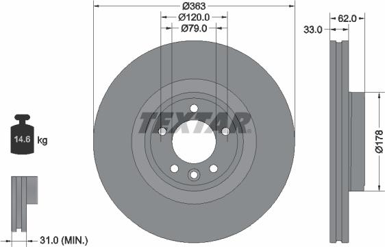 Textar 92313505 - Bremžu diski www.autospares.lv