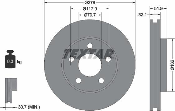 Textar 92332500 - Тормозной диск www.autospares.lv