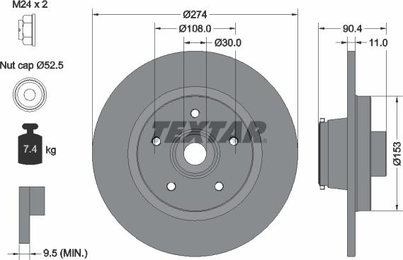 Textar 92329403 - Bremžu diski www.autospares.lv