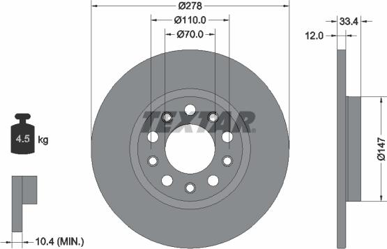 Textar 92326503 - Bremžu diski www.autospares.lv