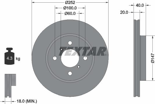 Textar 92320603 - Bremžu diski www.autospares.lv