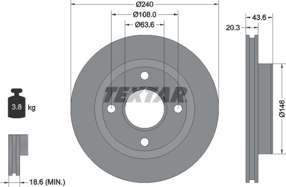 Textar 92294703 - Bremžu diski www.autospares.lv