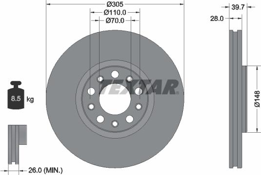 Textar 92293903 - Bremžu diski www.autospares.lv