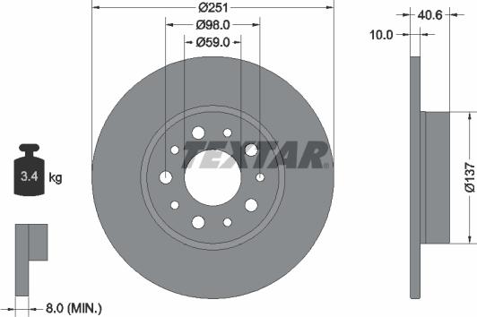 Textar 92244303 - Bremžu diski www.autospares.lv