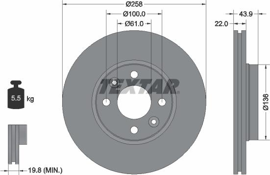 Textar 92241503 - Bremžu diski www.autospares.lv