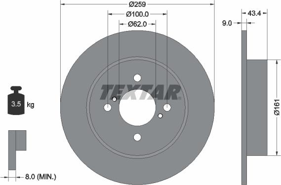 Textar 92242303 - Bremžu diski www.autospares.lv